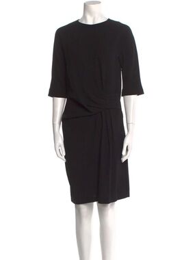 Gerard Darel Black Midi Sheath Dress with Draped Waist